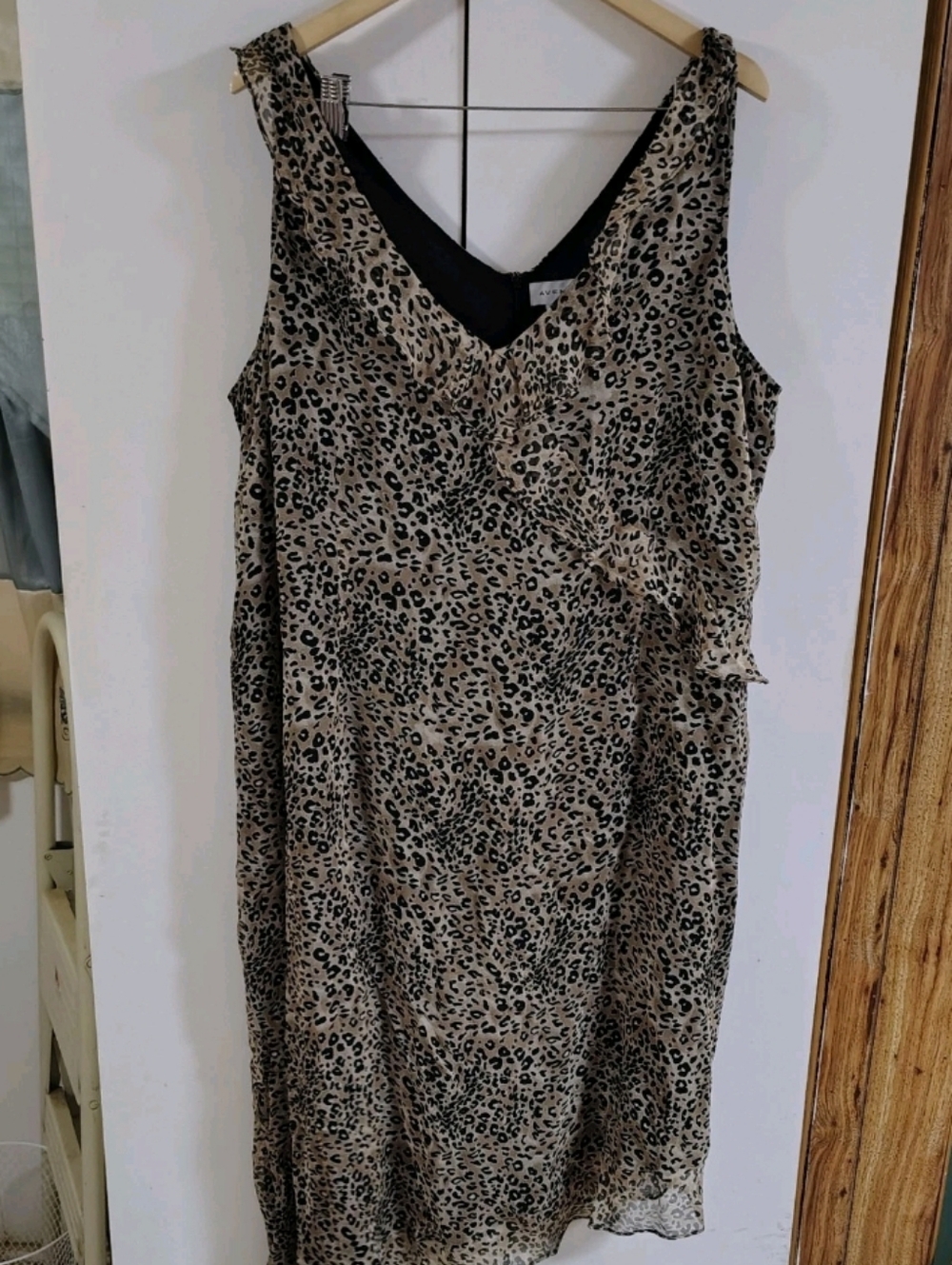 Avenue Y2K Leopard Print Silk Ruffle Dress Plus Size 22 Deadstock NWT